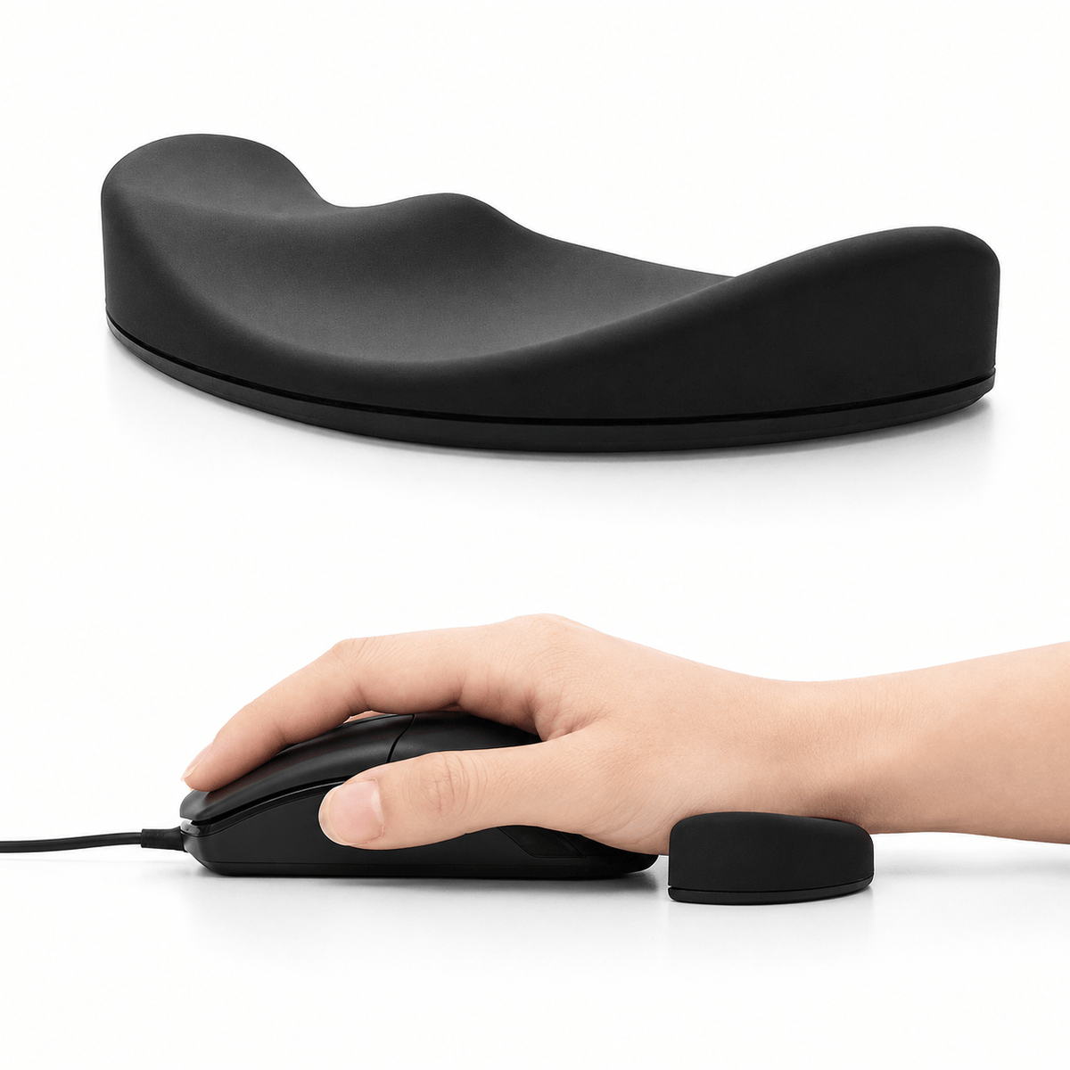 Ergonomiskt handledsstöd för mus i svart utförande