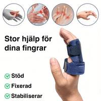 Justerbar fingerskinne med aluminiumstøtte og velcrobånd