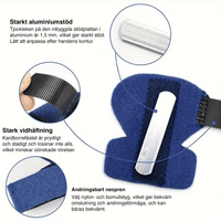 Justerbar fingerskinne med aluminiumstøtte og velcrobånd