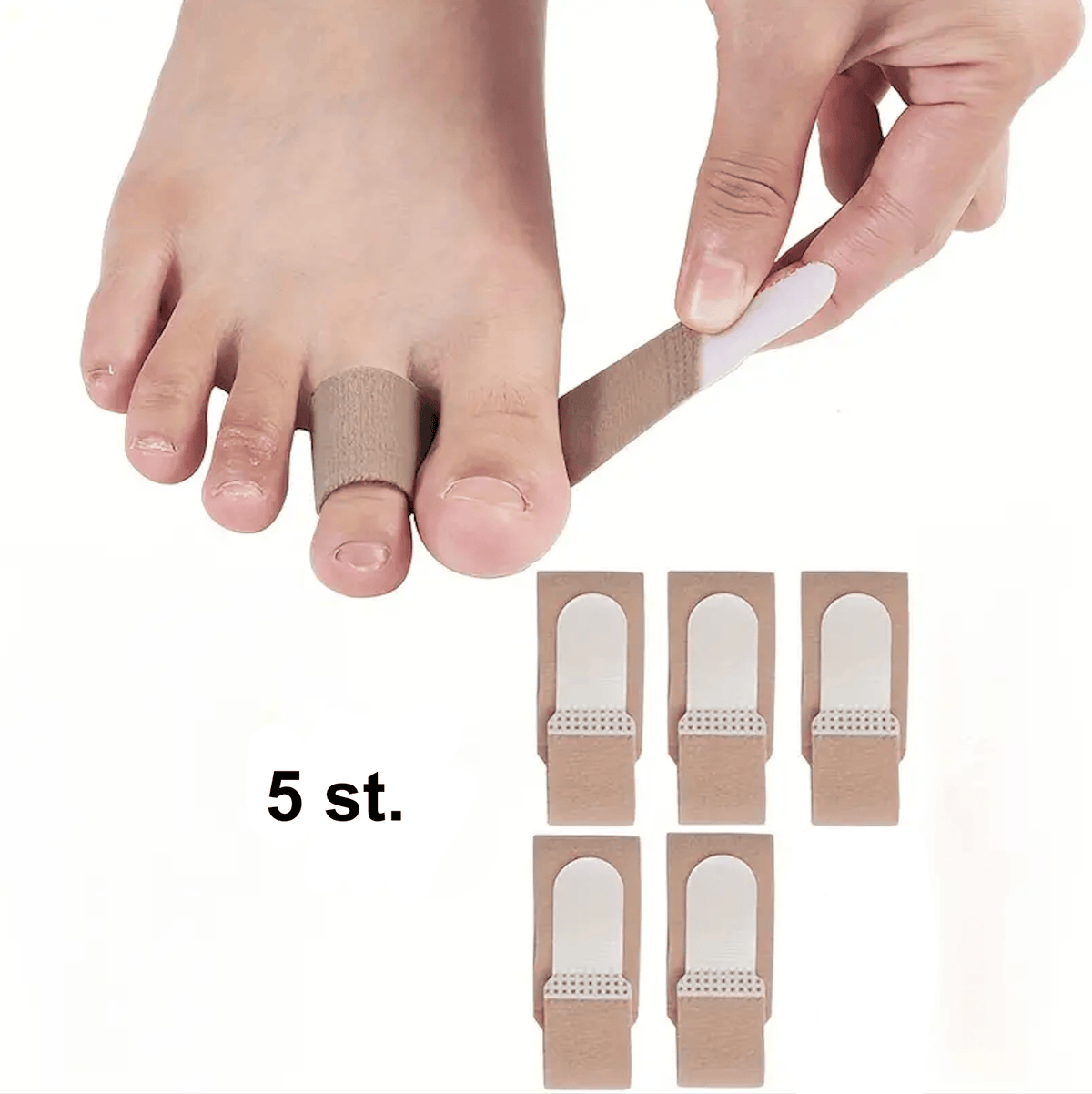 Genanvendelige tåstøtter og fingerstropper til stabilisering – 5-pak