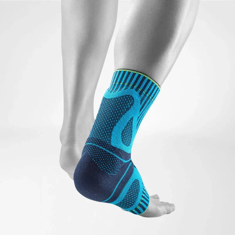 Bauerfeind Sports Achilles Support hälsenestöd i färgen Rivera, sett bakifrån, vit bakgrund