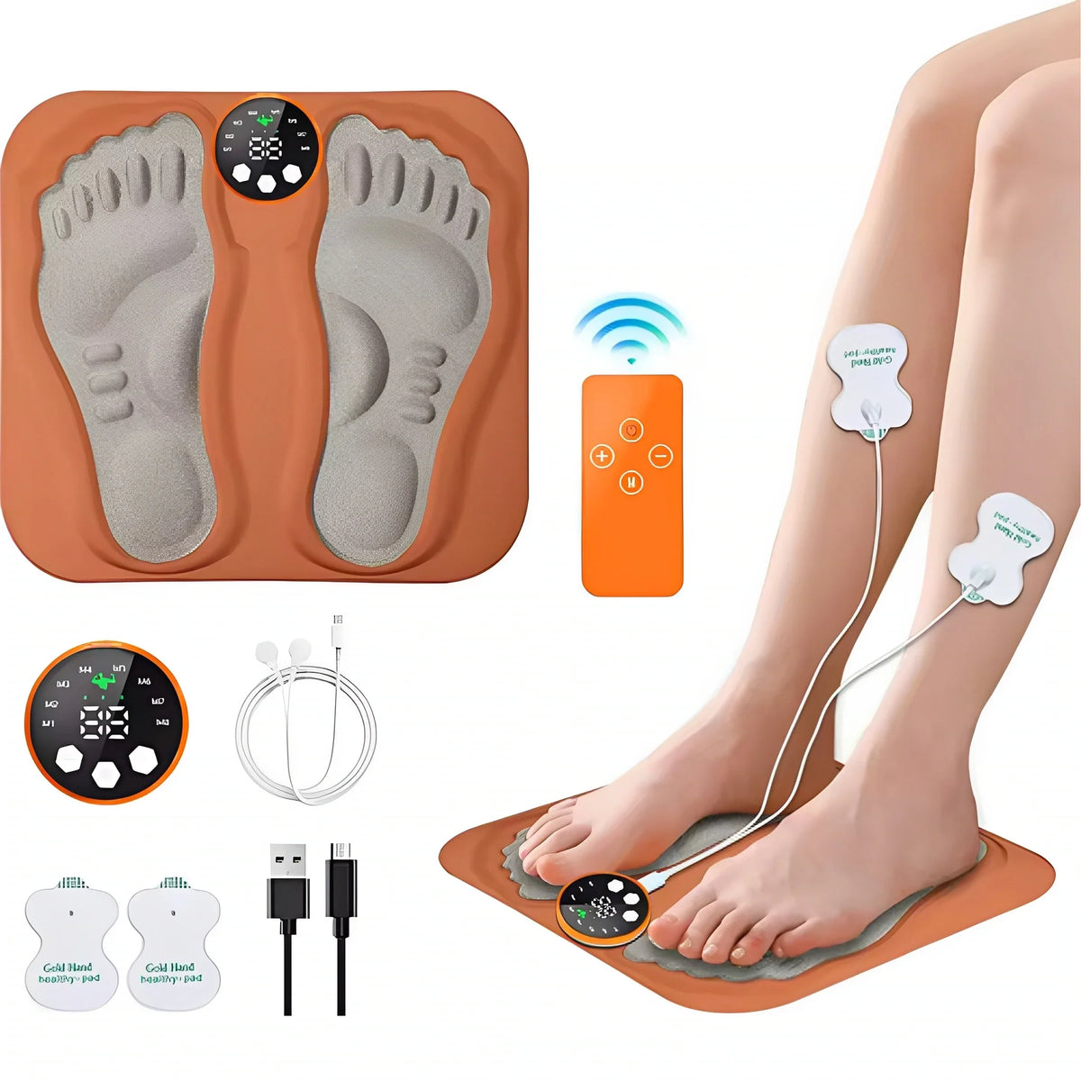 Elektrisk fodmassage måtte med EMS – muskelstimulering til fødder og underben