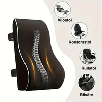 Ergonomisk ryglæns- og lændestøttepude til kontor og bil