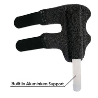 Justerbar fingerskinne med velcro til stabilisering