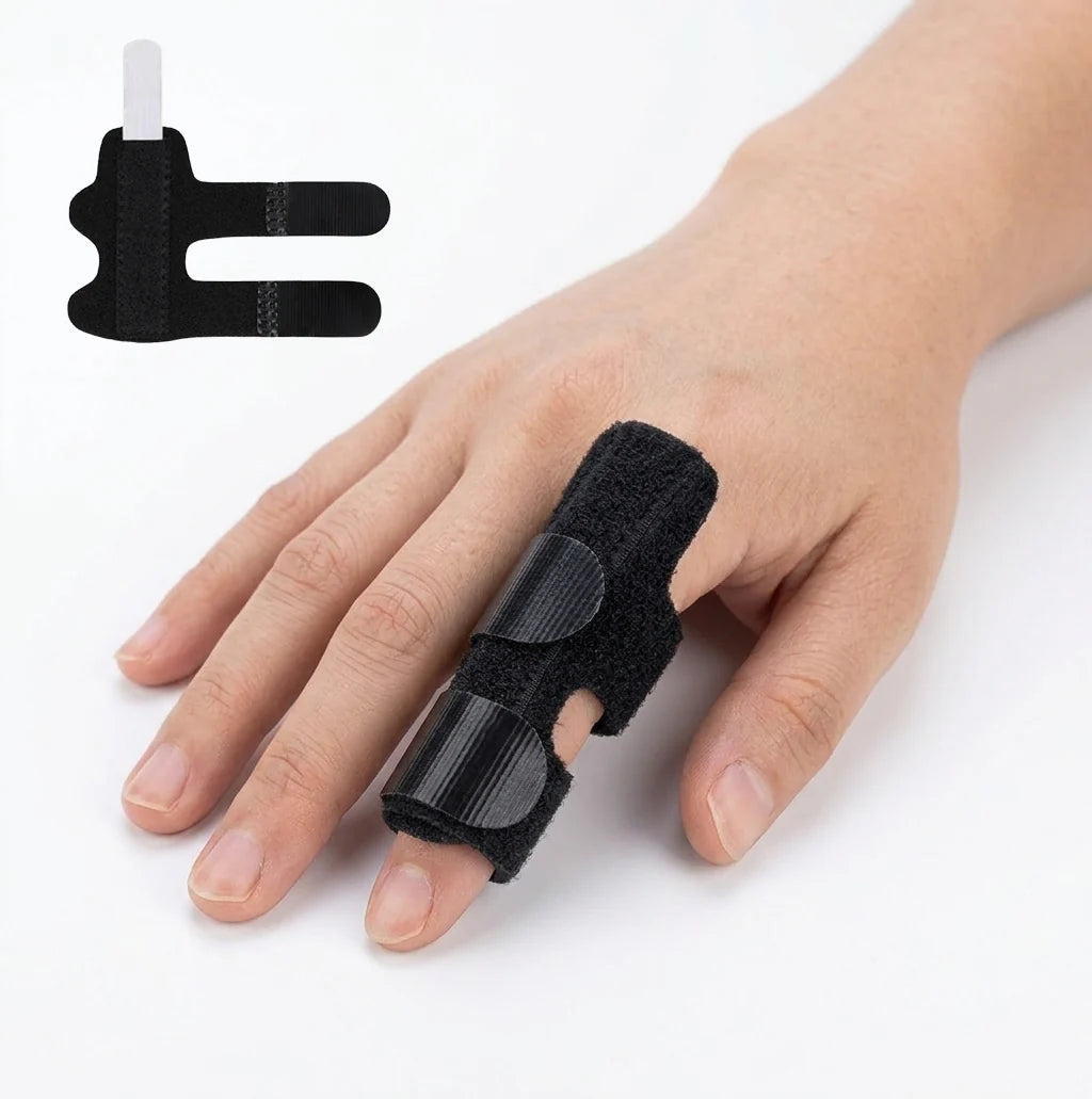 Justerbar fingerskinne med velcro til stabilisering