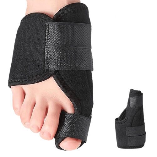 Justerbar hallux valgus natskinne med stropper (2-pak)