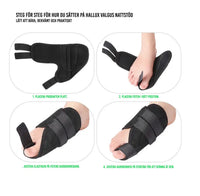 Justerbar hallux valgus natskinne med stropper (2-pak)