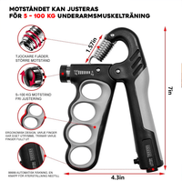 Justerbar håndtræner med tæller – 5 til 100 kg modstand