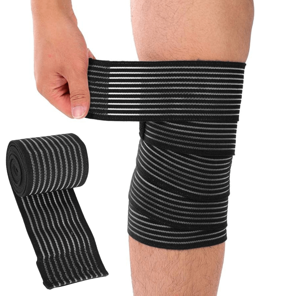 Elastisk knæstøttebandage med justerbar kompression