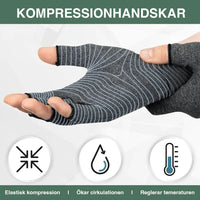 Kompressionhandsker med åbne fingerspidser mod stivhed