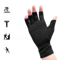 Kompressionhandsker med åbne fingerspidser mod stivhed