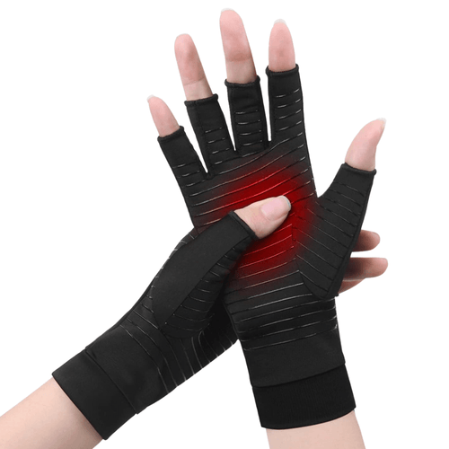 Kompressionshandsker i kobber med åbne fingerspidser