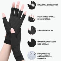 Kopparkompressionshandskar med öppna fingertoppar