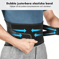 Justerbar lændestøtte med stabiliserende kompression
