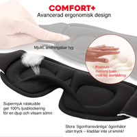 3D-sovmask i memory foam med ljusblockering