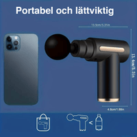 Kompakt mini massagepistol med udskiftelige hoveder