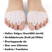 Silikone tåskillere til 5 tæer mod knyster (2-pak)